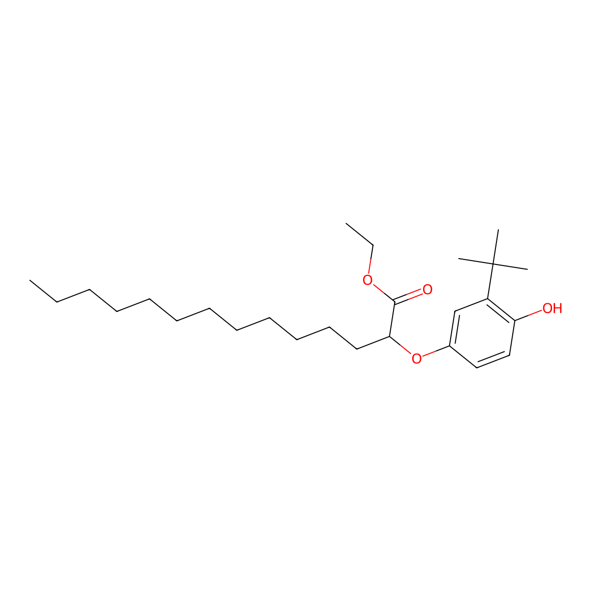 Ethyl 2-(m-tert-butyl-p-hydroxyphenoxy)tetradecanoate molecular structure, CAS 31994-60-2