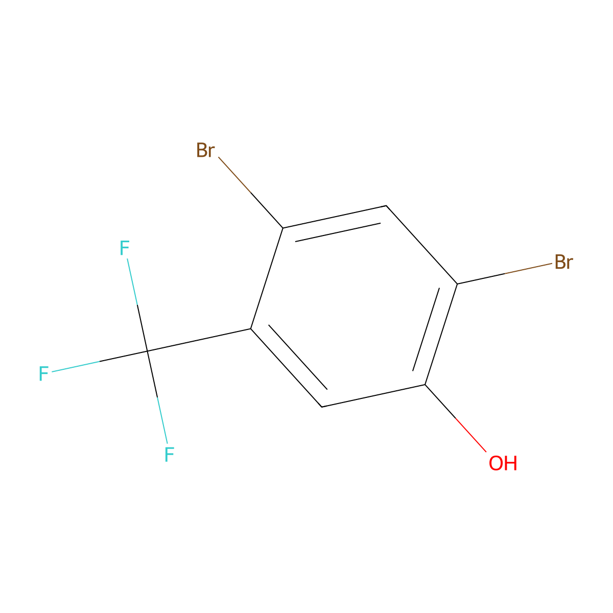 Phenol, 2,4-dibromo-5-(trifluoromethyl)- molecular structure, CAS 320-52-5