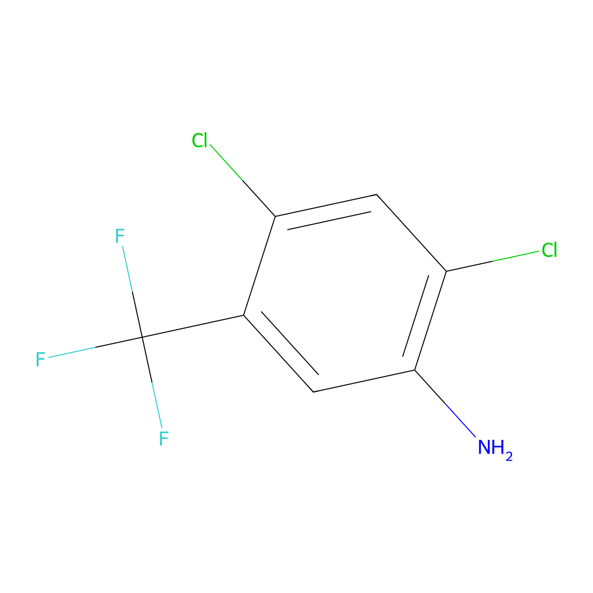 2,4-dichloro-5-(trifluoromethyl)Benzenamine molecular structure, CAS 320-53-6