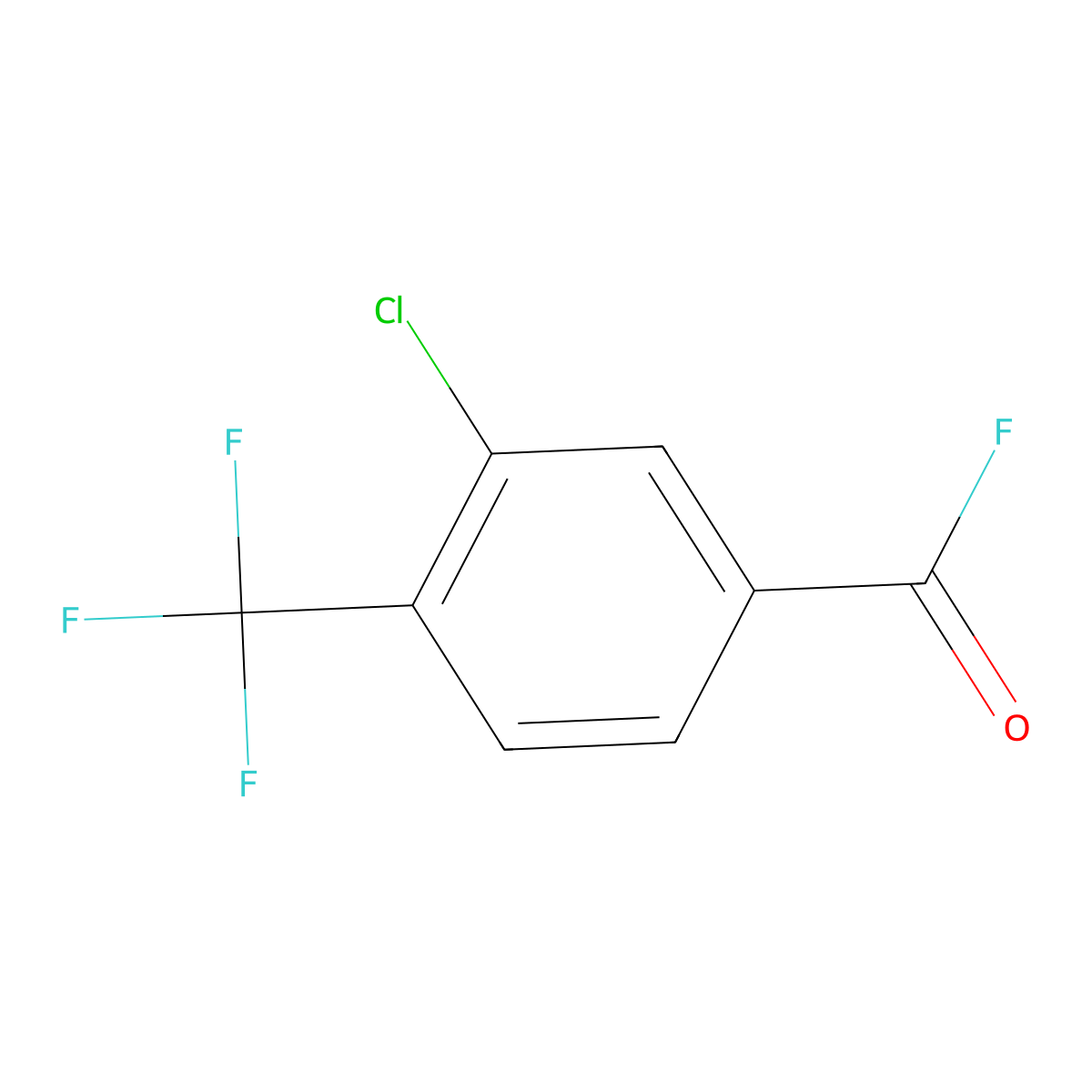 3-Chloro-4-(trifluoromethyl)benzoyl fluoride molecular structure, CAS 320-62-7