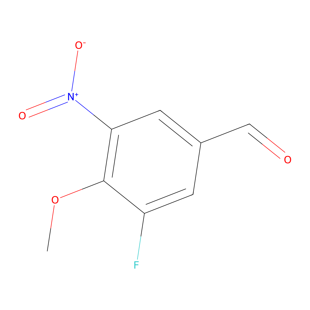 3-Fluoro-4-methoxy-5-nitrobenzaldehyde molecular structure, CAS 320-70-7