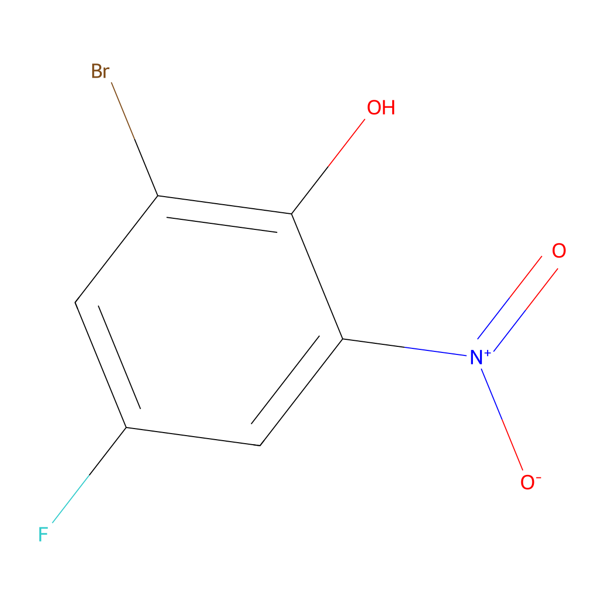 2-Bromo-4-fluoro-6-nitrophenol molecular structure, CAS 320-75-2