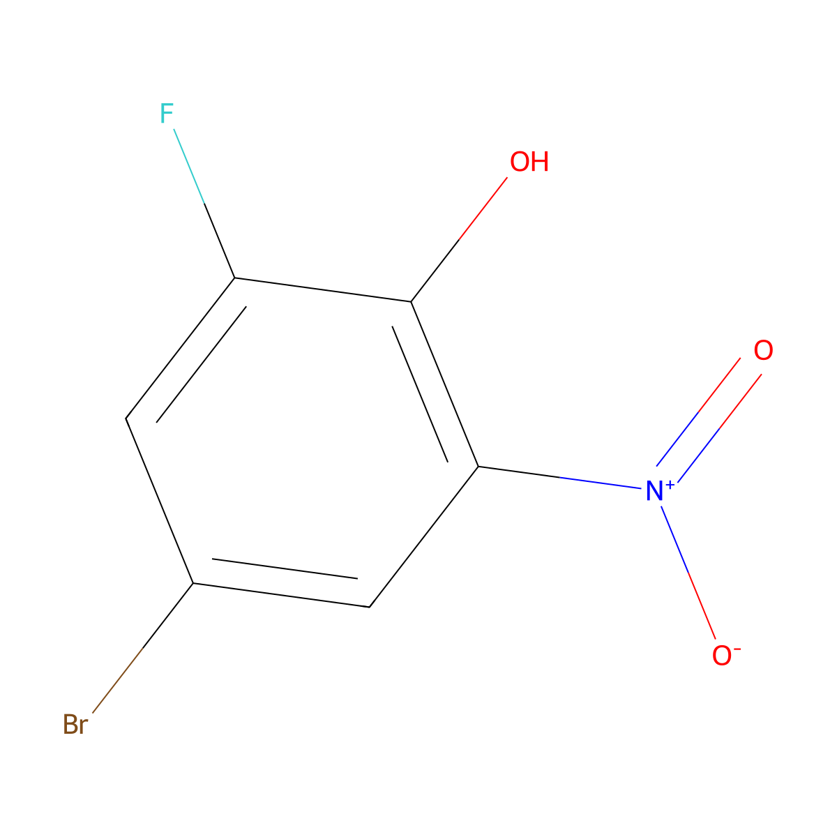 4-Bromo-2-fluoro-6-nitrophenol molecular structure, CAS 320-76-3