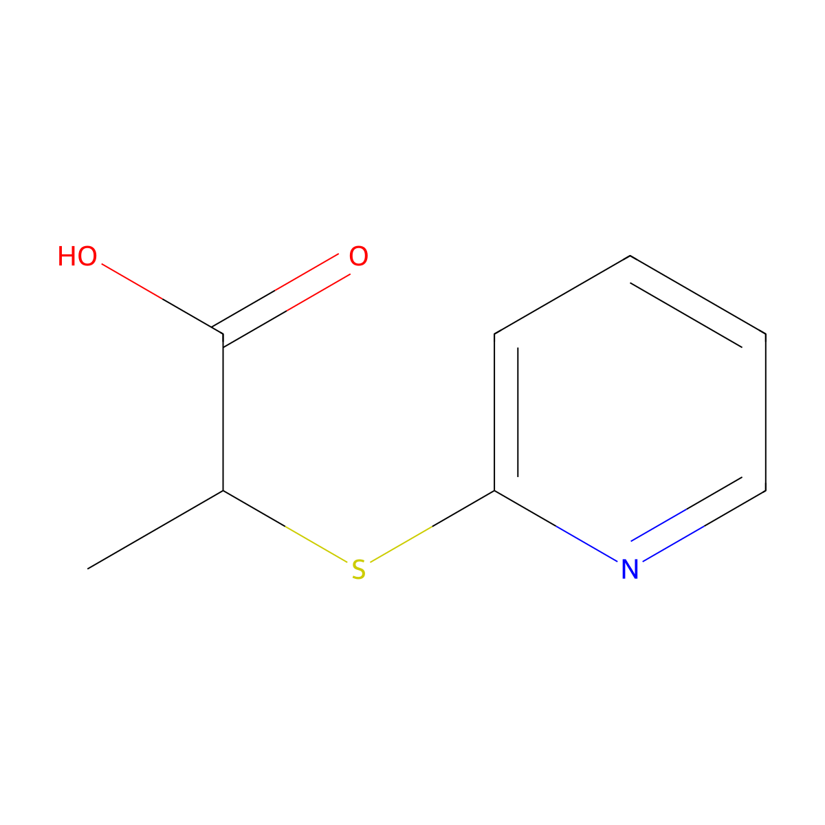 2-(Pyridin-2-ylthio)propanoic acid molecular structure, CAS 32002-78-1
