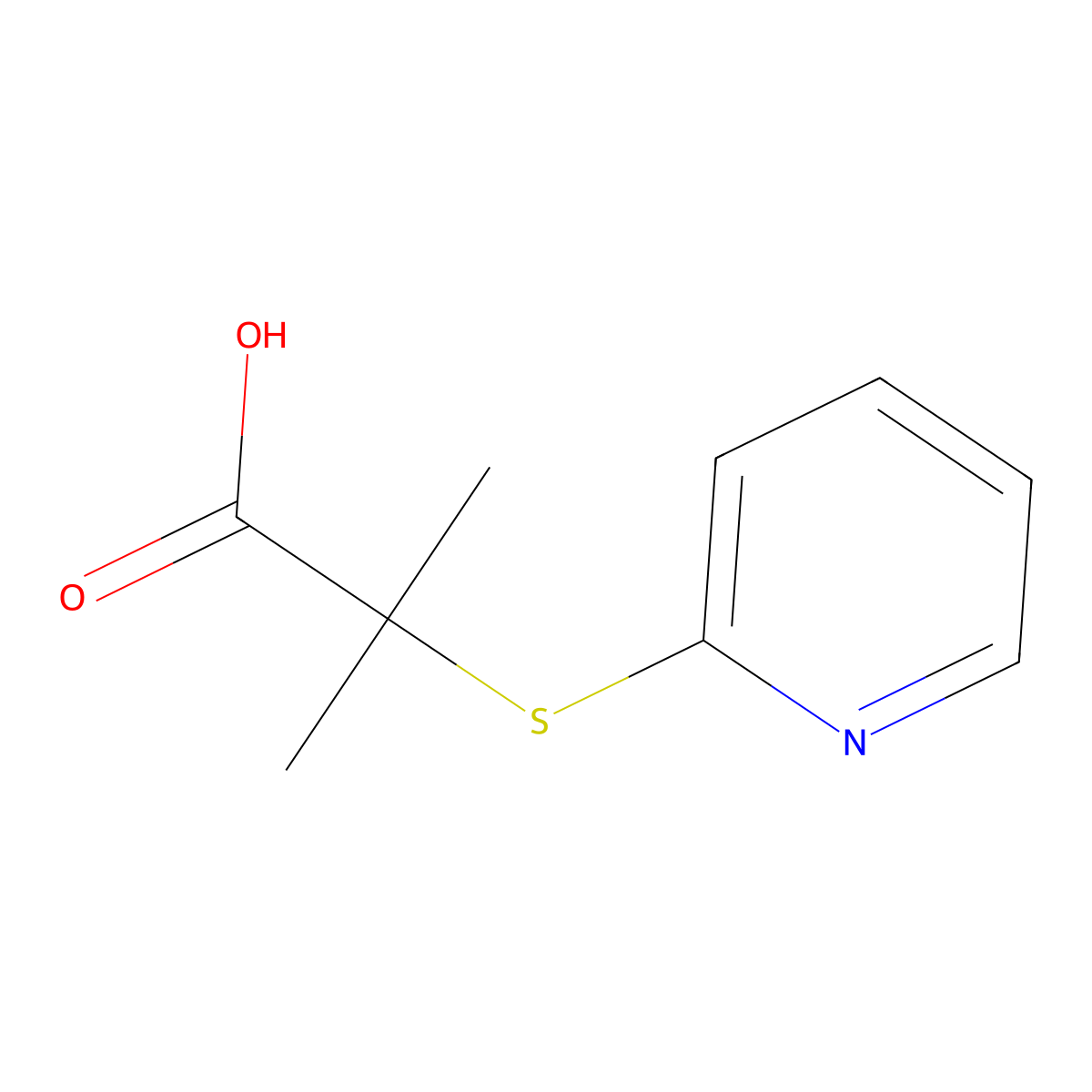 Propionic acid, 2-methyl-2-(2-pyridylthio)-(8CI) molecular structure, CAS 32002-86-1