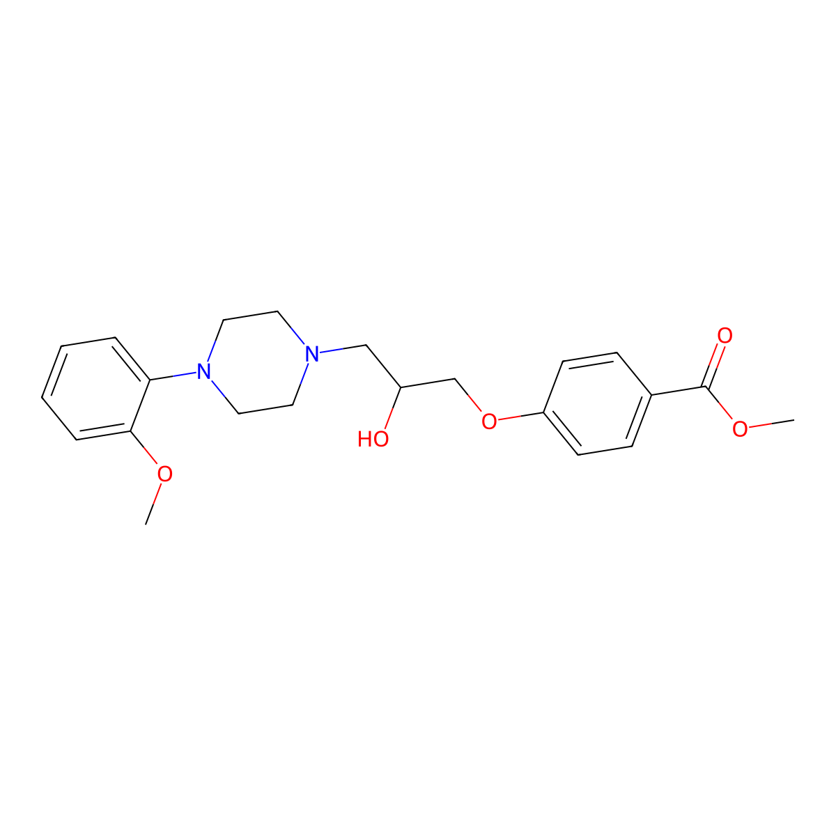 Methyl 4-(2-hydroxy-3-(4-(2-methoxyphenyl)piperazin-1-yl)propoxy)benzoate molecular structure, CAS 32004-09-4