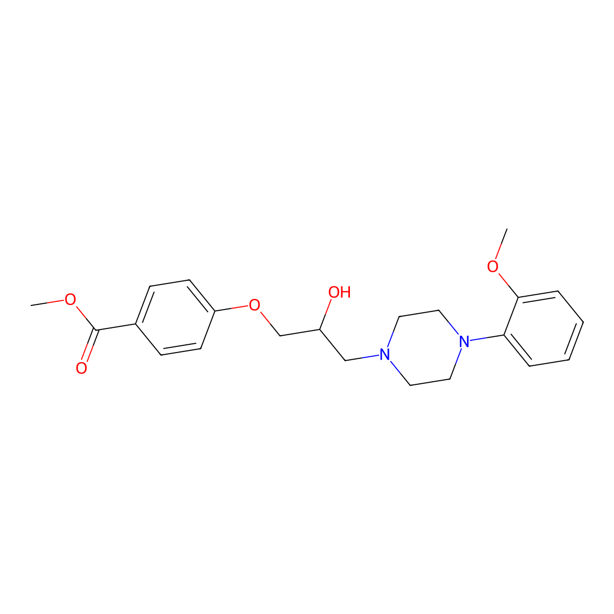 Methyl 4-(2-hydroxy-3-(4-(2-methoxyphenyl)piperazin-1-yl)propoxy)benzoate molecular structure, CAS 32004-09-4