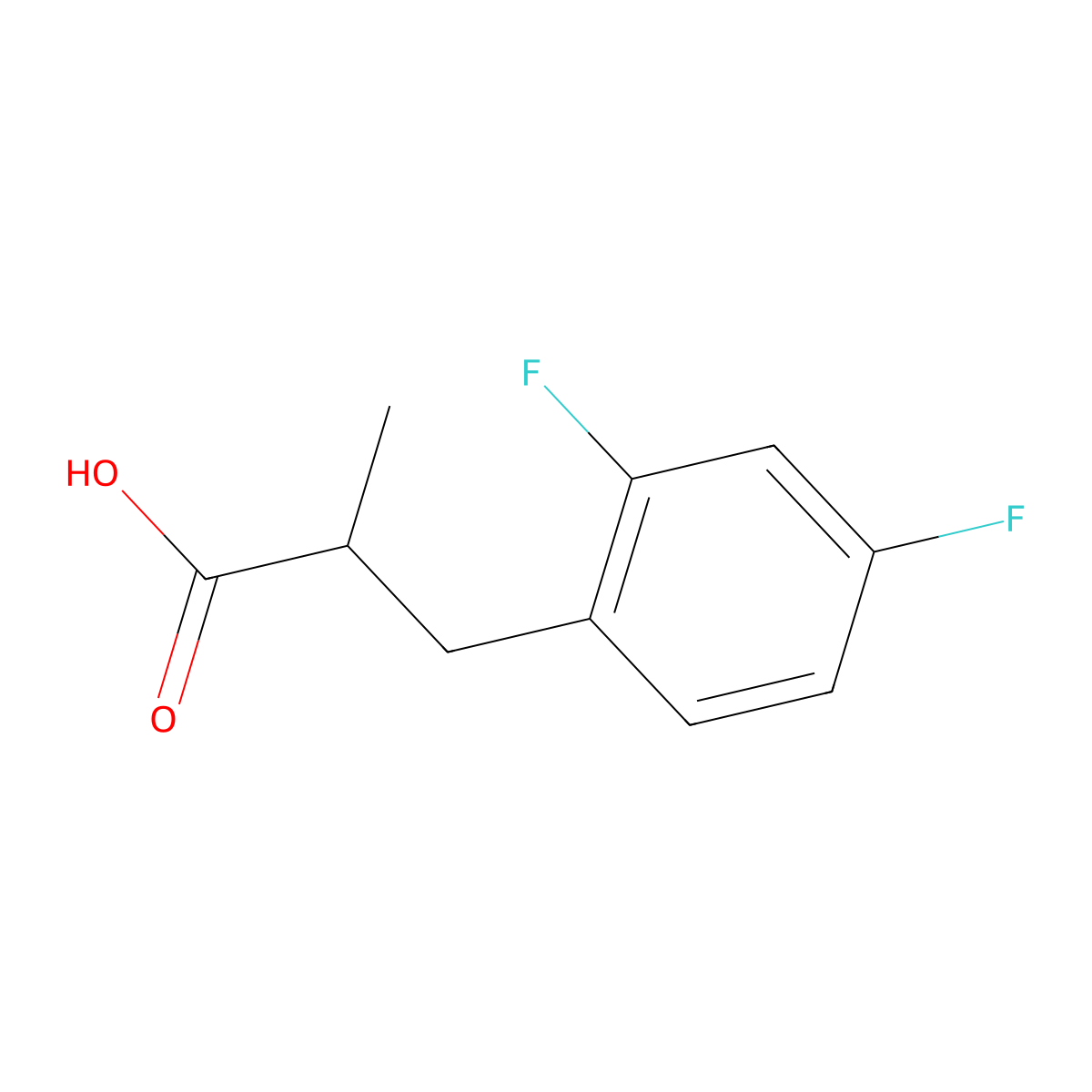 3-(2,4-Difluorophenyl)-2-methylpropanoic acid molecular structure, CAS 32004-71-0