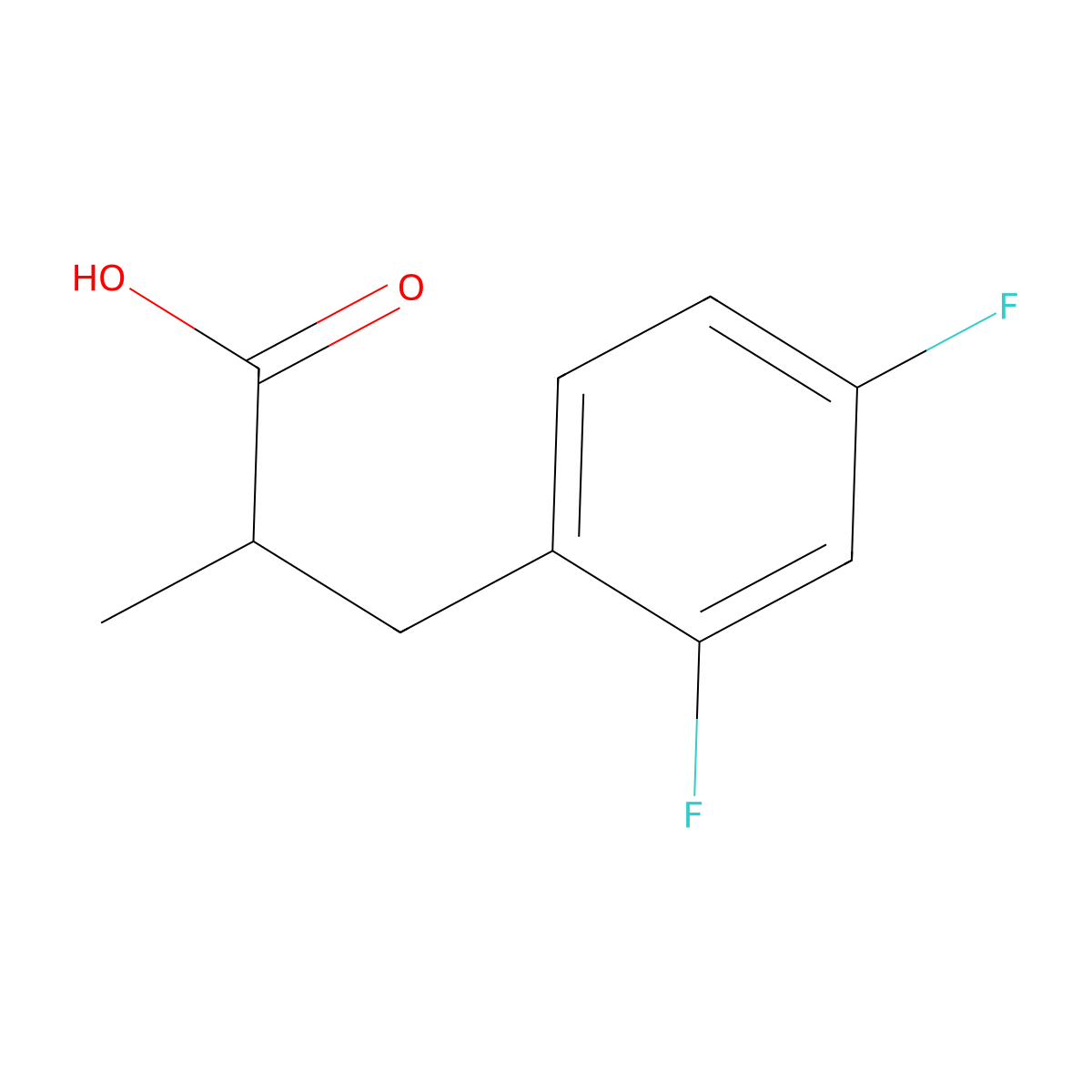 3-(2,4-Difluorophenyl)-2-methylpropanoic acid molecular structure, CAS 32004-71-0