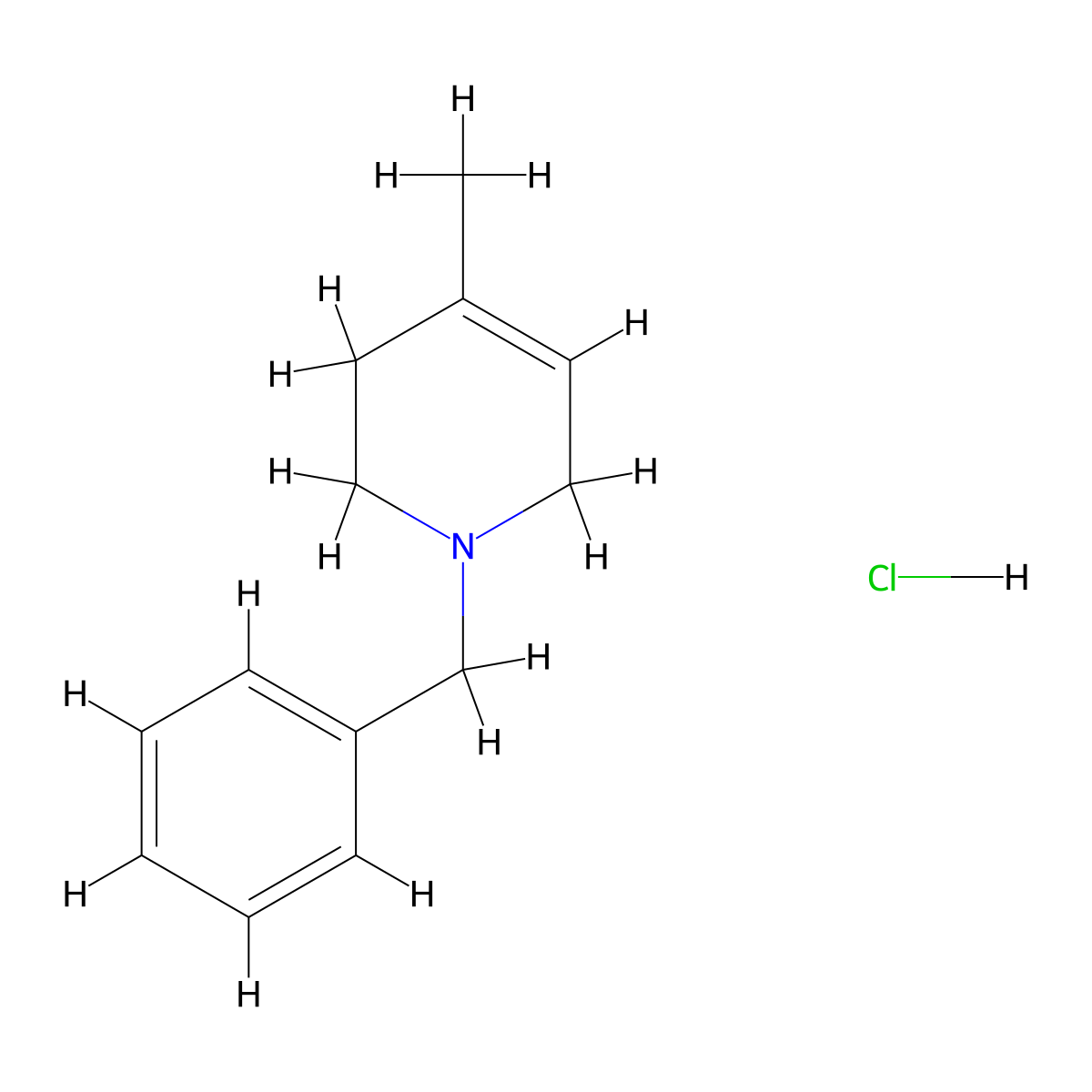 1-Benzyl-4-methyl-1,2,3,6-tetrahydropyridine hydrochloride molecular structure, CAS 32018-57-8