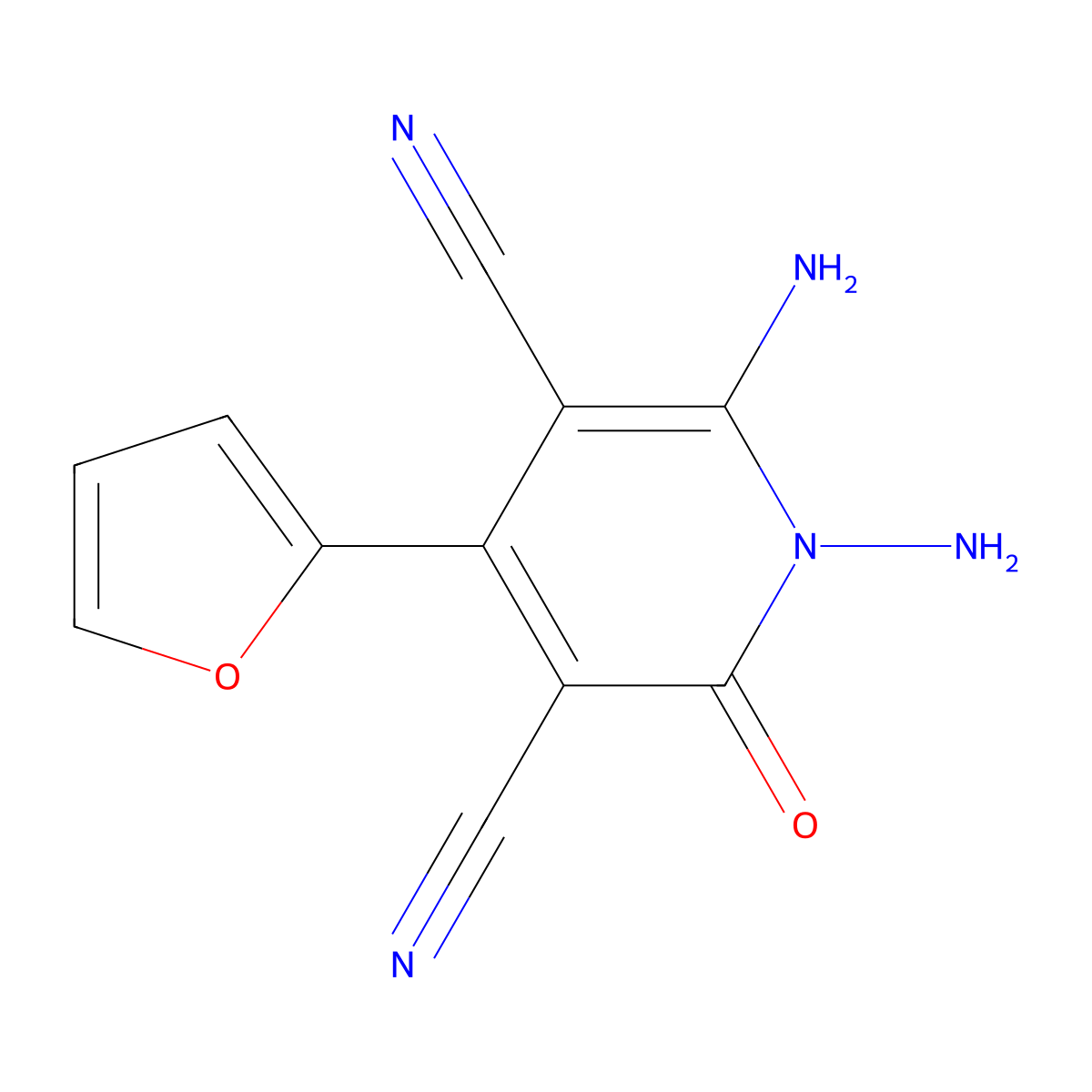 1,2-Diamino-4-(furan-2-yl)-6-oxopyridine-3,5-dicarbonitrile molecular structure, CAS 320340-20-3