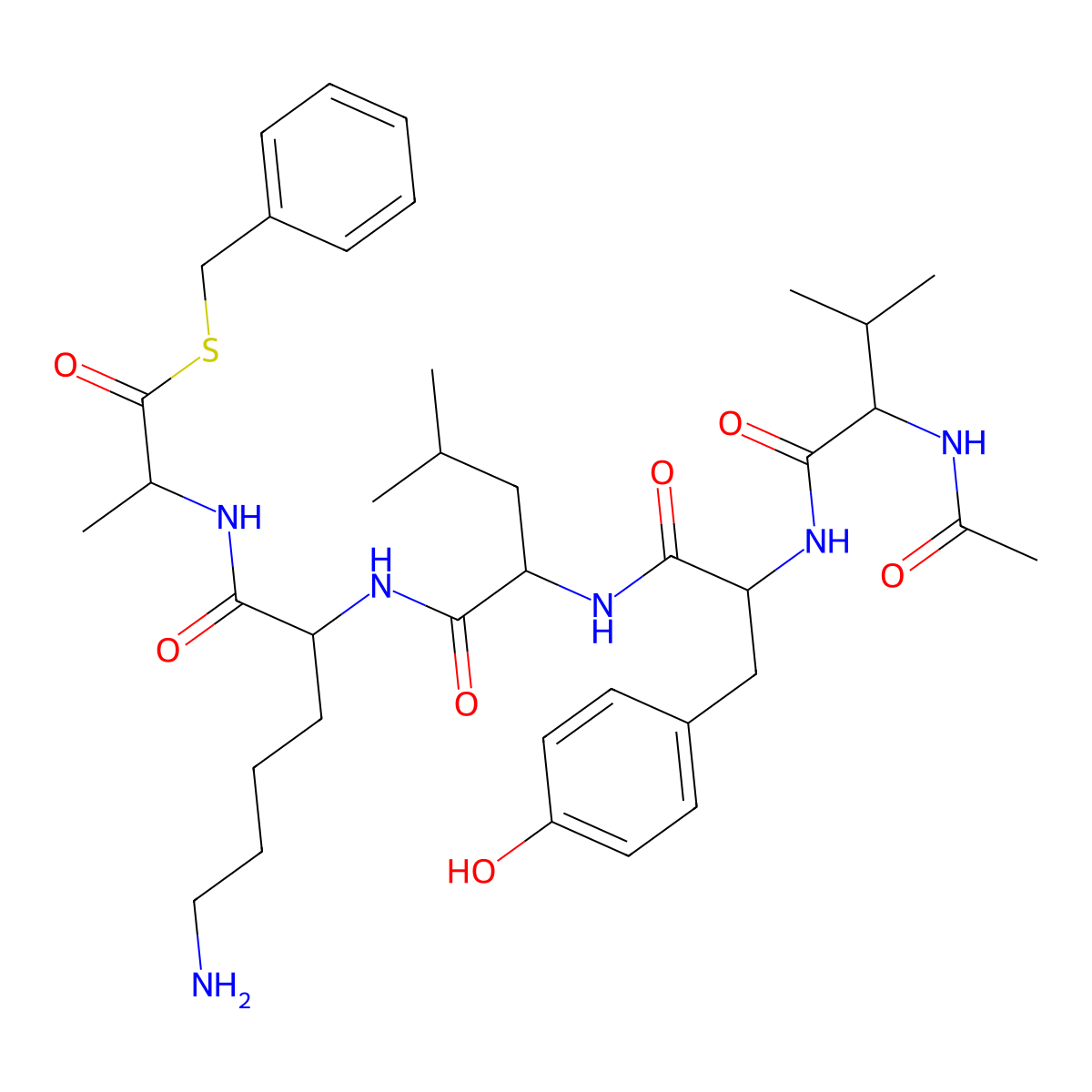 Ac-Val-Tyr-Leu-Lys-Ala-SBzl molecular structure, CAS 320349-22-2