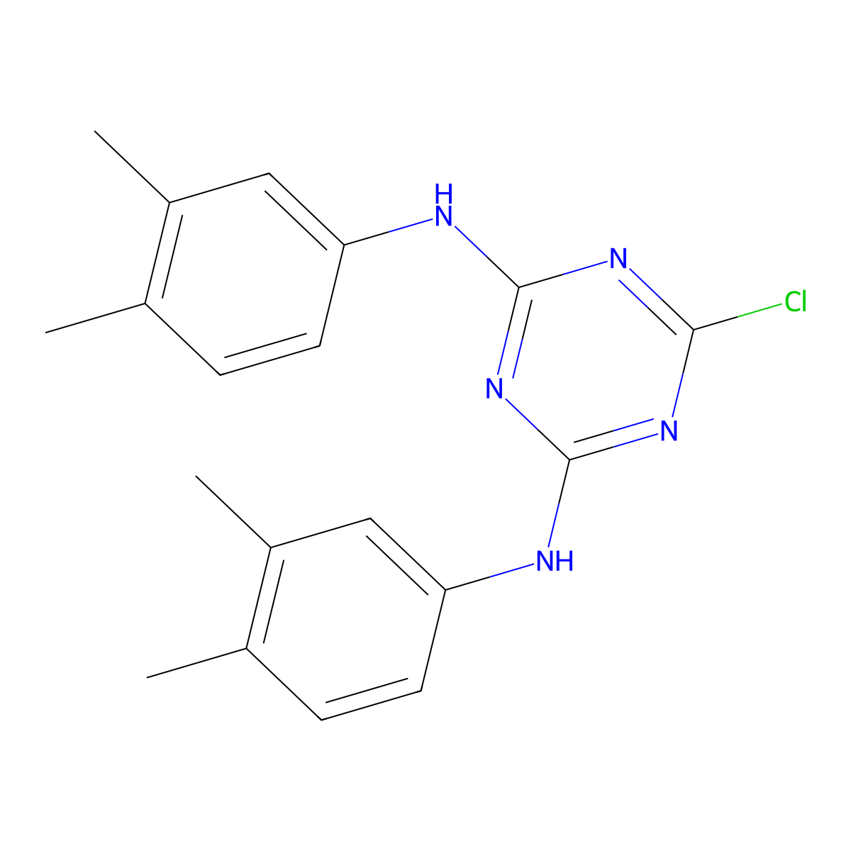 6-chloro-N,N'-bis(3,4-dimethylphenyl)-1,3,5-triazine-2,4-diamine molecular structure, CAS 320367-63-3