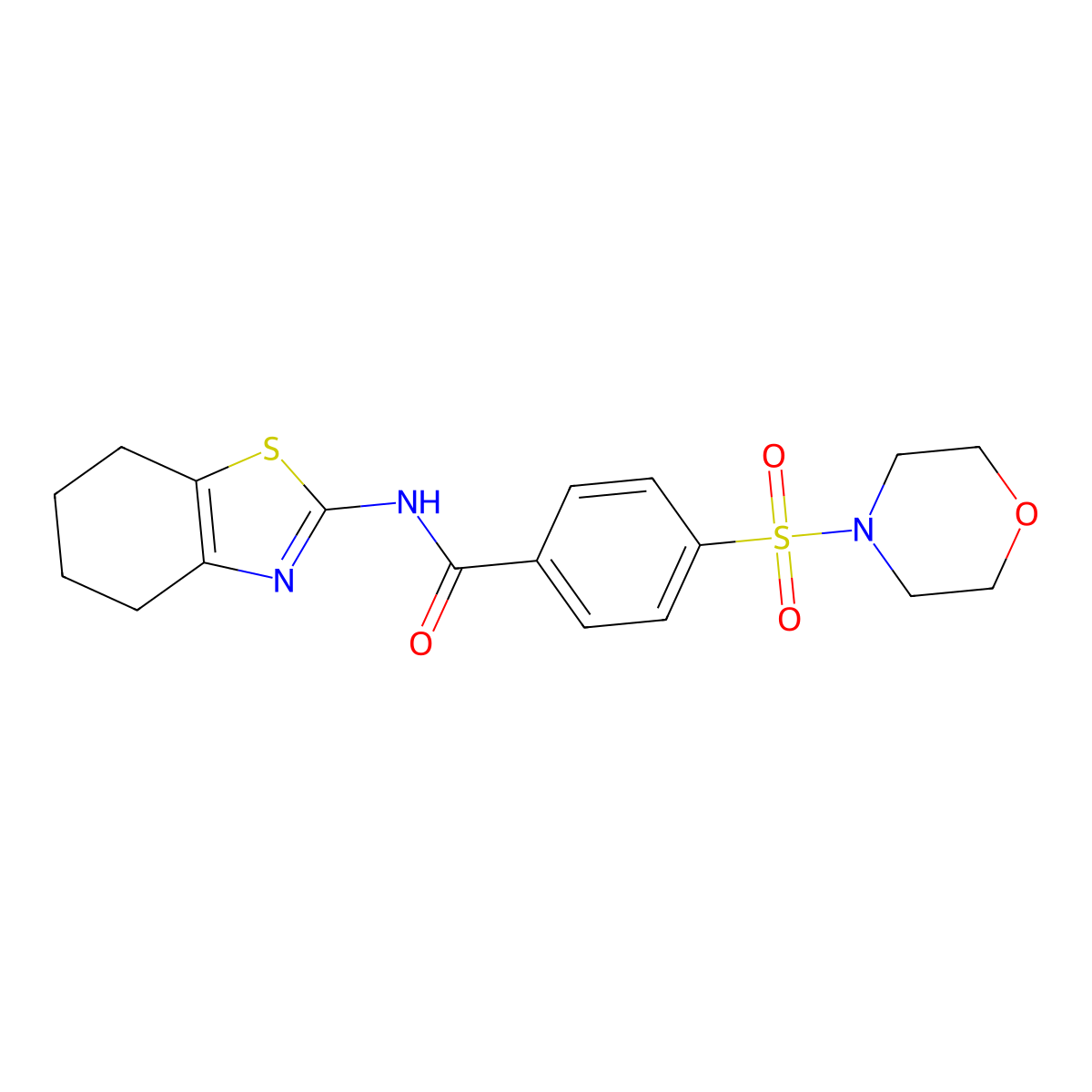 4-(morpholinosulfonyl)-N-(4,5,6,7-tetrahydrobenzo[d]thiazol-2-yl)benzamide molecular structure, CAS 320367-82-6