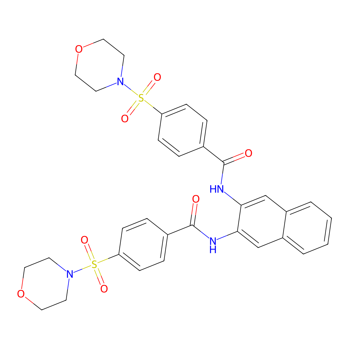 4-morpholin-4-ylsulfonyl-N-[3-[(4-morpholin-4-ylsulfonylbenzoyl)amino]naphthalen-2-yl]benzamide molecular structure, CAS 320367-85-9