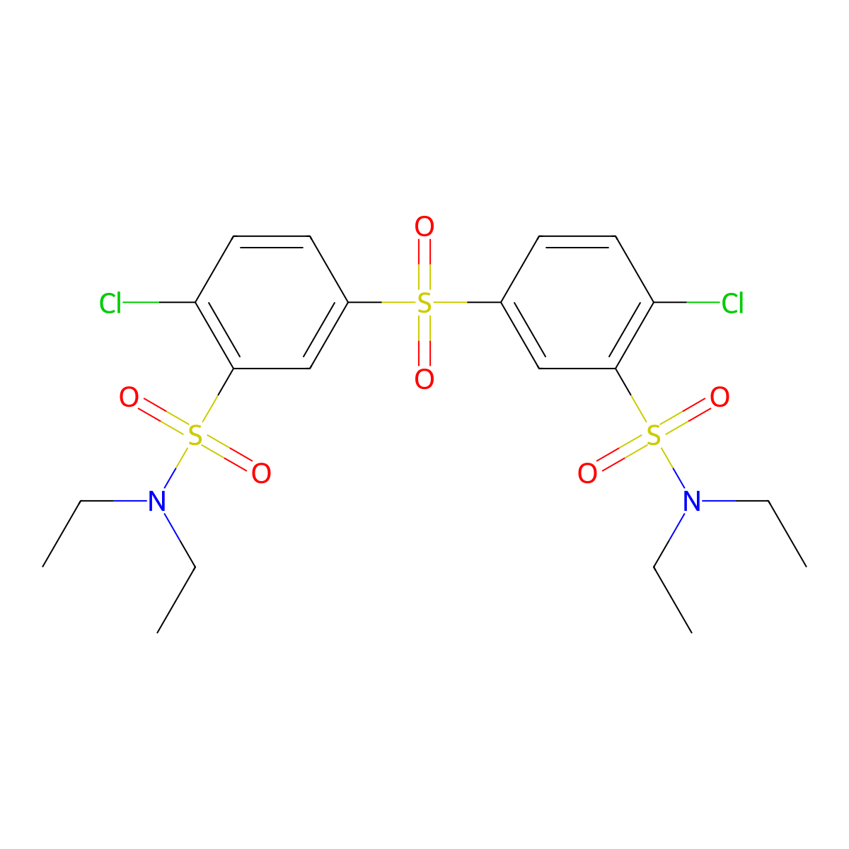 2-chloro-5-({4-chloro-3-[(diethylamino)sulfonyl]phenyl}sulfonyl)-N,N-diethylbenzenesulfonamide molecular structure, CAS 320368-47-6