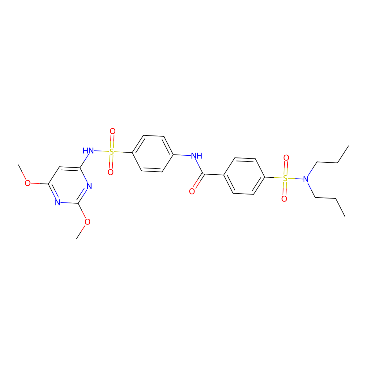 N-[4-[(2,6-dimethoxypyrimidin-4-yl)sulfamoyl]phenyl]-4-(dipropylsulfamoyl)benzamide molecular structure, CAS 320369-10-6