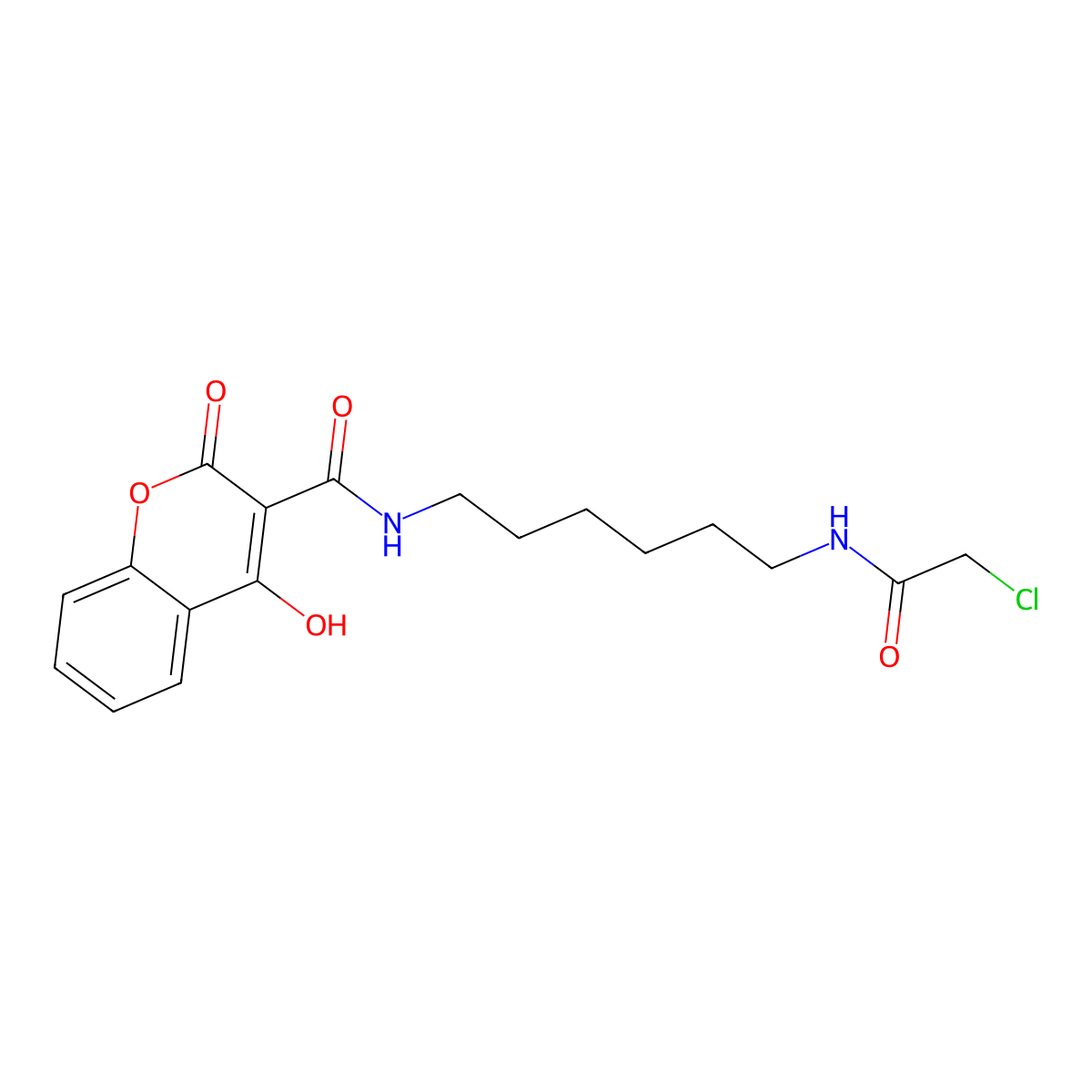 2-chloro-N-{6-[(4-hydroxy-2-oxochromen-3-yl)carbonylamino]hexyl}acetamide molecular structure, CAS 320369-32-2