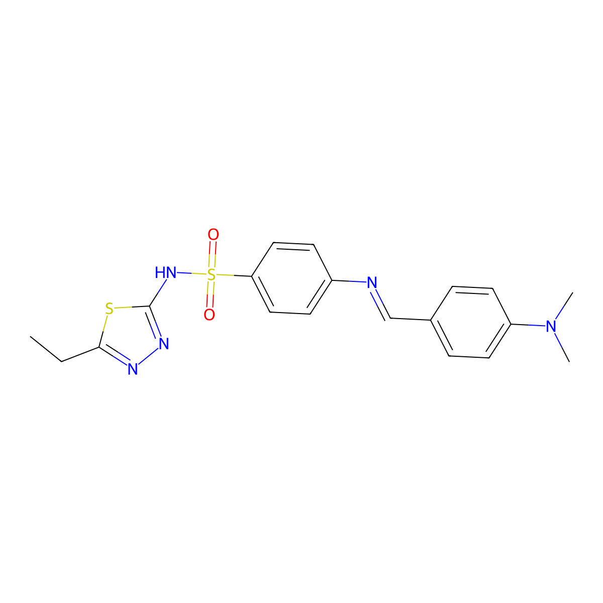 4-({(E)-[4-(dimethylamino)phenyl]methylidene}amino)-N-(5-ethyl-1,3,4-thiadiazol-2-yl)benzenesulfonamide molecular structure, CAS 320369-53-7