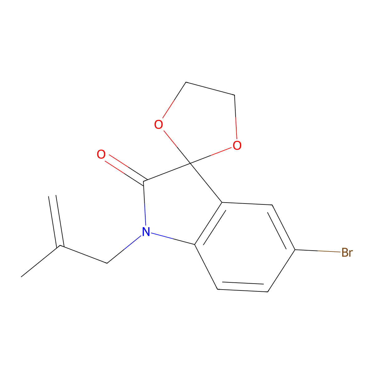 5'-Bromo-1'-(2-methylprop-2-enyl)spiro[1,3-dioxolane-2,3'-indole]-2'-one molecular structure, CAS 320369-54-8