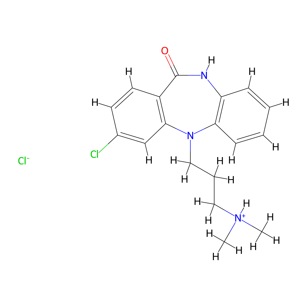 11H-Dibenzo(b,e)(1,4)diazepin-11-one, 5,10-dihydro-3-chloro-5-(3-(dimethylamino)propyl)-, hydrochloride molecular structure, CAS 32038-67-8