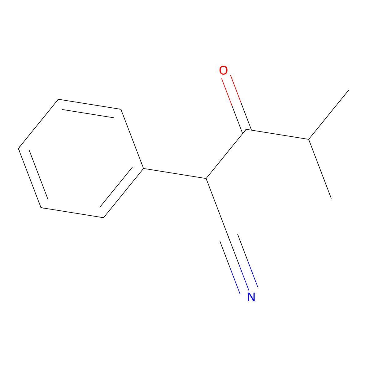 4-Methyl-3-oxo-2-phenylpentanenitrile molecular structure, CAS 32039-89-7