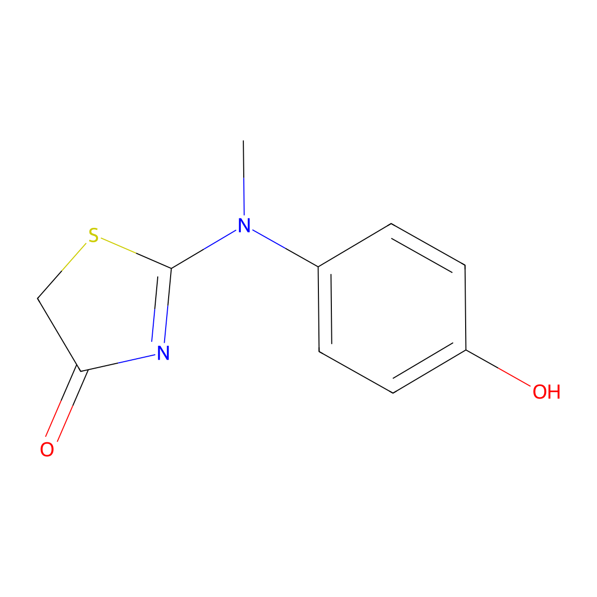 2-[(4-hydroxyphenyl)(methyl)amino]-1,3-thiazol-4(5H)-one molecular structure, CAS 320393-90-6