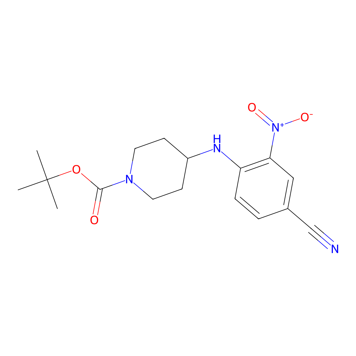 tert-Butyl 4-((4-cyano-2-nitrophenyl)amino)piperidine-1-carboxylate molecular structure, CAS 320406-05-1