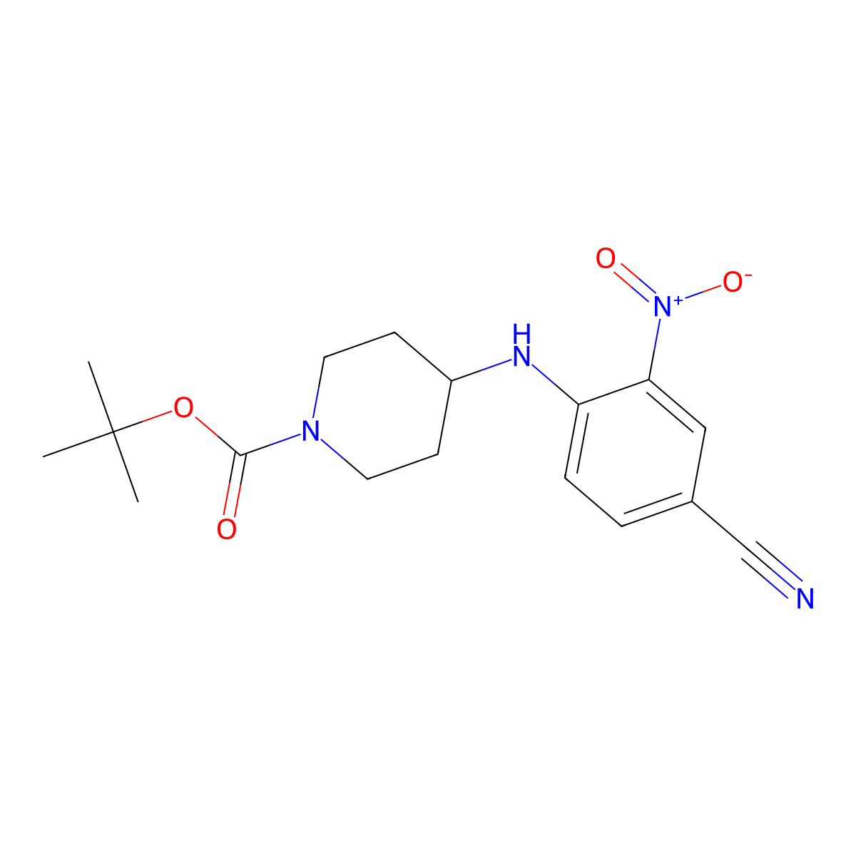 tert-Butyl 4-((4-cyano-2-nitrophenyl)amino)piperidine-1-carboxylate molecular structure, CAS 320406-05-1
