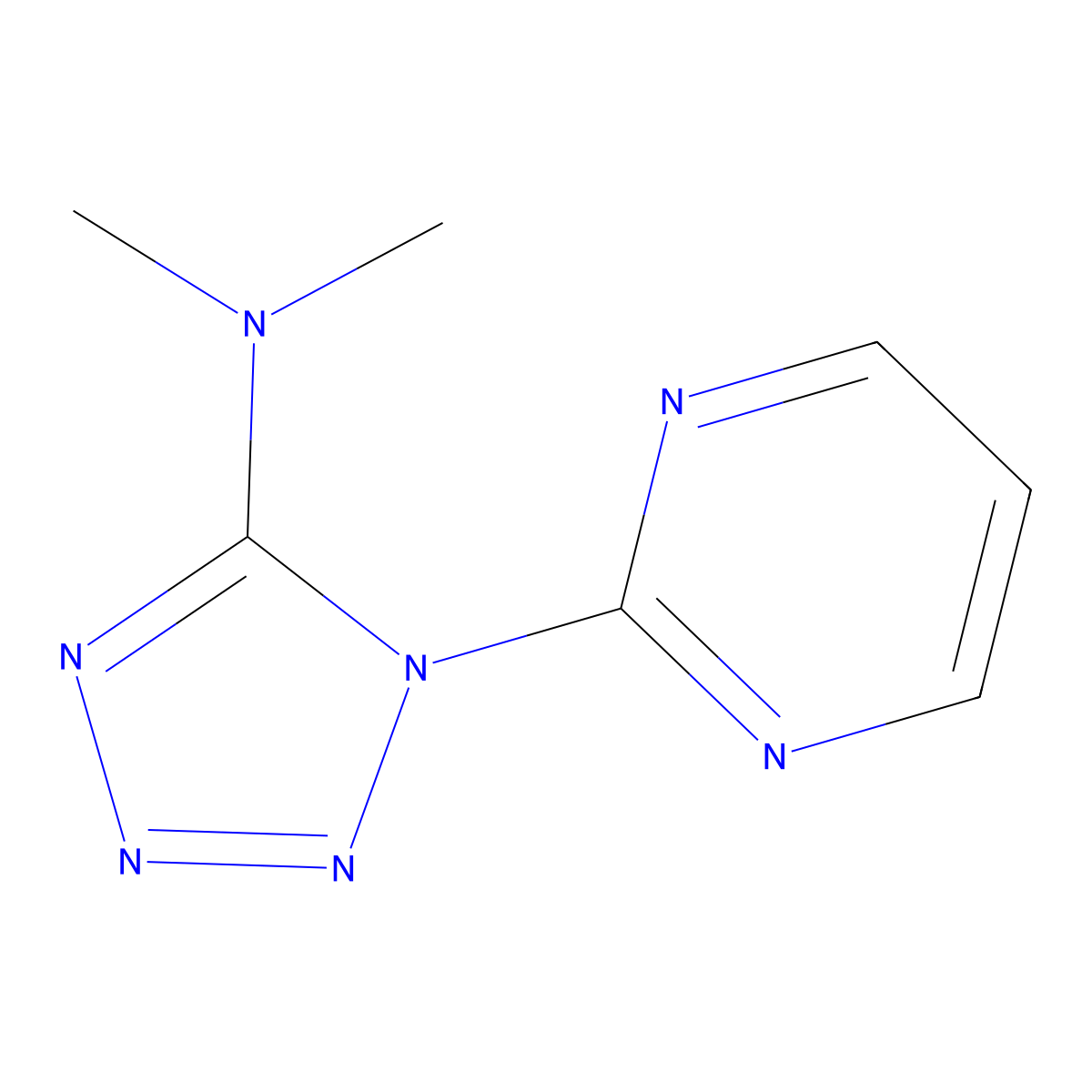 N,N-dimethyl-1-pyrimidin-2-yltetrazol-5-amine molecular structure, CAS 320415-73-4