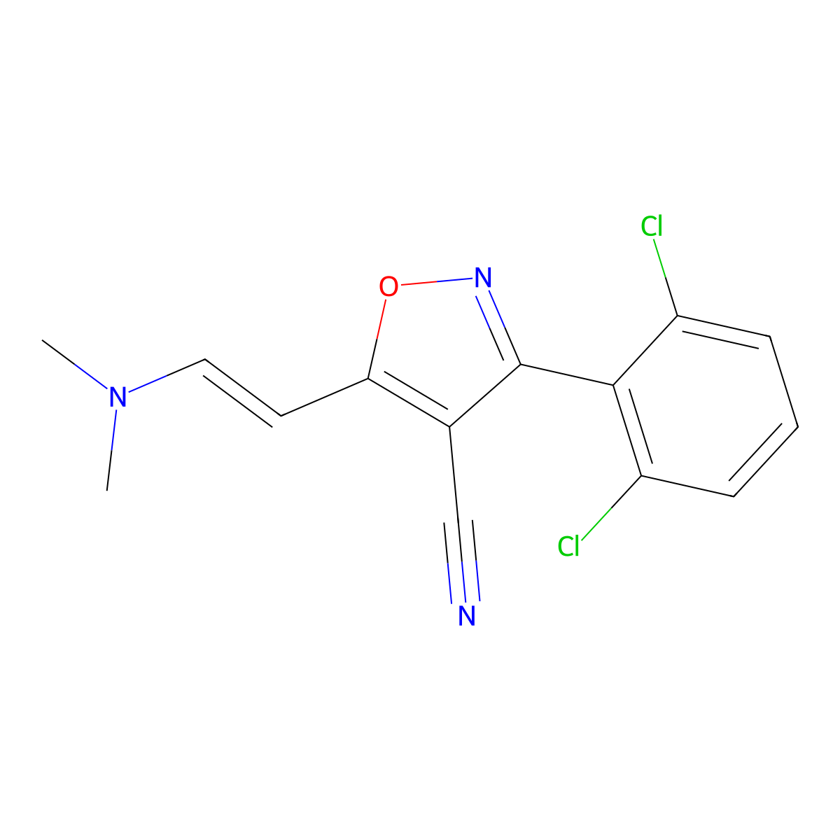 3-(2,6-dichlorophenyl)-5-[(E)-2-(dimethylamino)ethenyl]-1,2-oxazole-4-carbonitrile molecular structure, CAS 320415-83-6