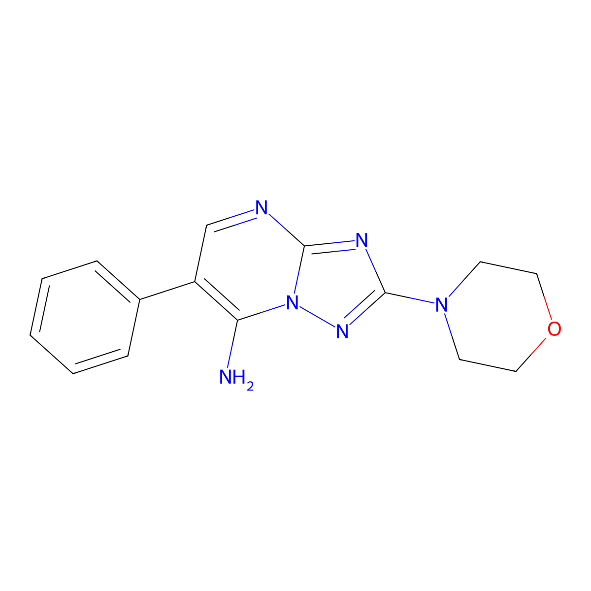 2-Morpholino-6-phenyl[1,2,4]triazolo[1,5-a]pyrimidin-7-amine molecular structure, CAS 320415-95-0