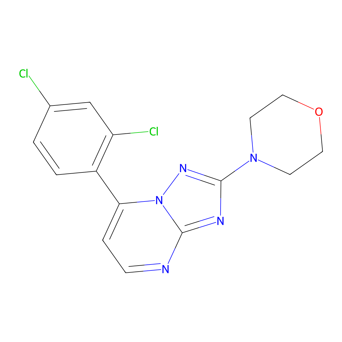 4-[7-(2,4-Dichlorophenyl)-[1,2,4]triazolo[1,5-a]pyrimidin-2-yl]morpholine molecular structure, CAS 320415-97-2