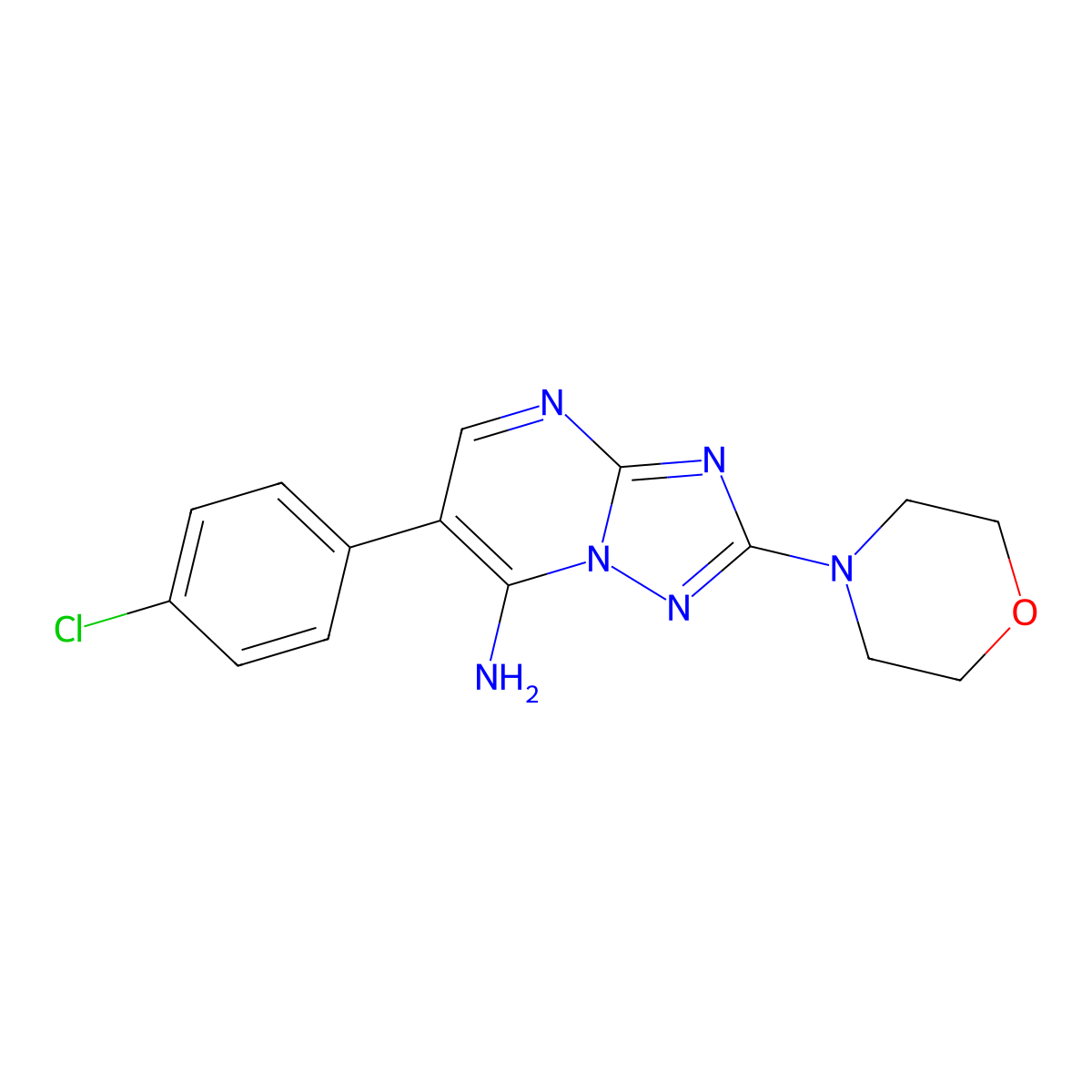 6-(4-Chlorophenyl)-2-morpholino[1,2,4]triazolo[1,5-a]pyrimidin-7-amine molecular structure, CAS 320416-05-5