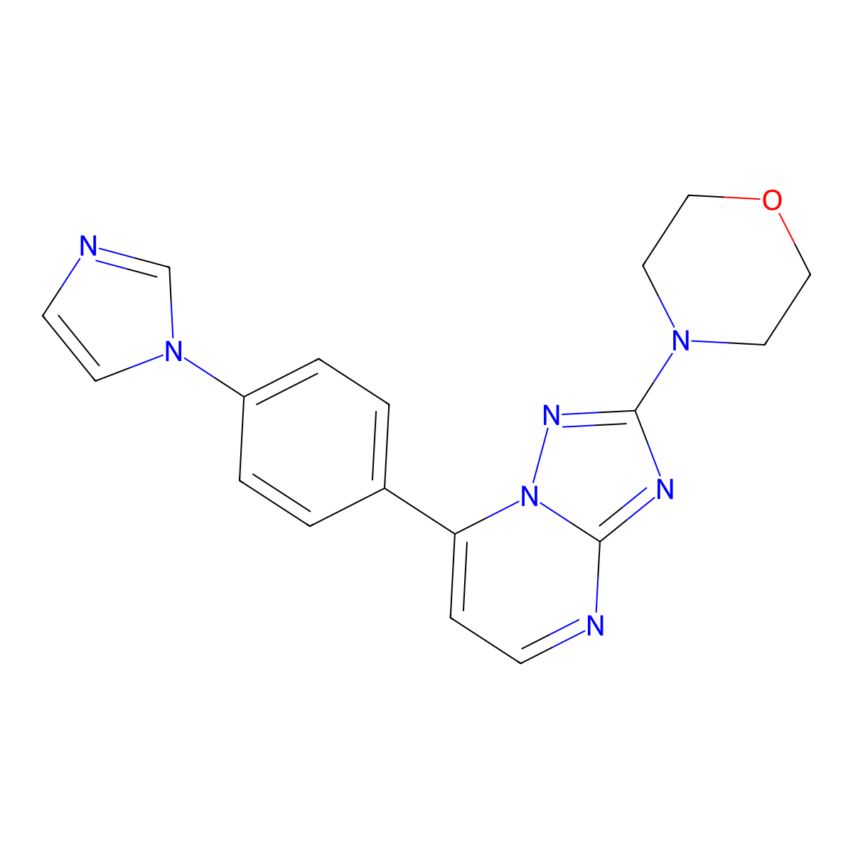 7-[4-(1H-imidazol-1-yl)phenyl]-2-morpholino[1,2,4]triazolo[1,5-a]pyrimidine molecular structure, CAS 320416-09-9