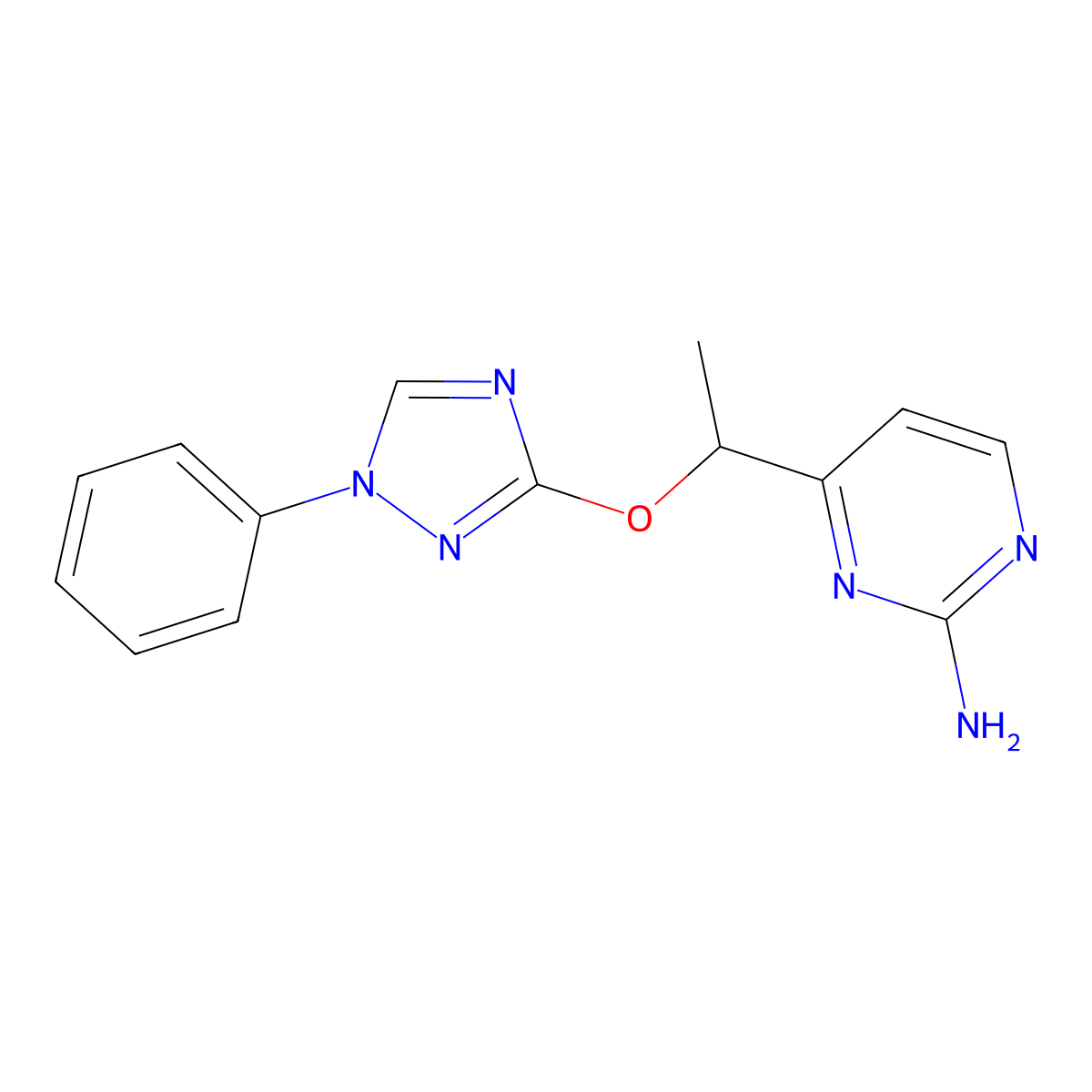 4-{1-[(1-phenyl-1H-1,2,4-triazol-3-yl)oxy]ethyl}-2-pyrimidinamine molecular structure, CAS 320416-48-6