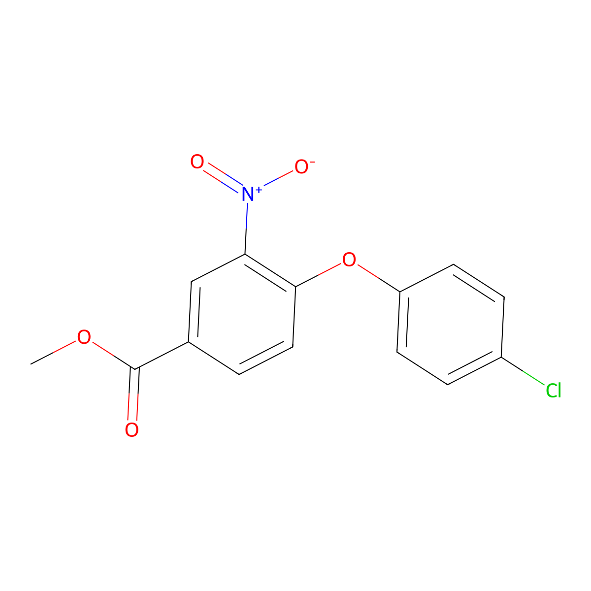 Methyl 4-(4-chlorophenoxy)-3-nitrobenzoate molecular structure, CAS 320416-58-8