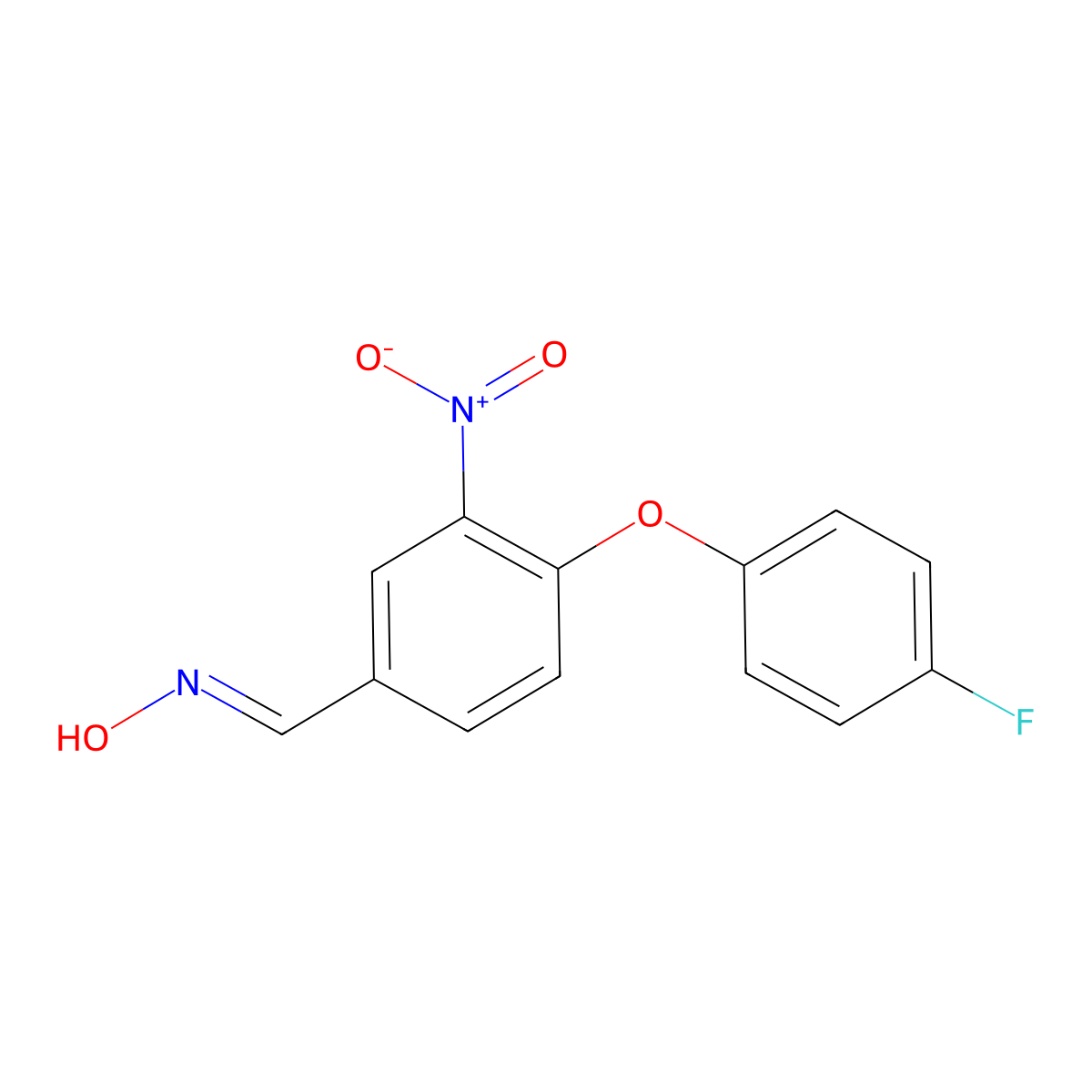 4-(4-Fluorophenoxy)-3-nitrobenzaldehyde oxime molecular structure, CAS 320416-62-4