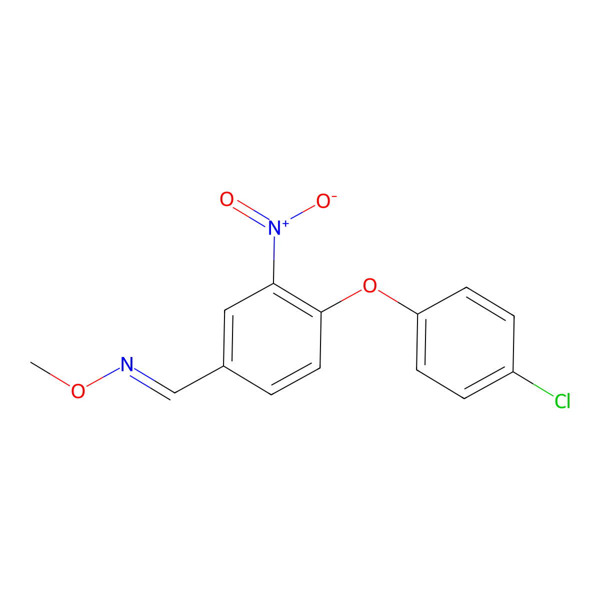 4-(4-chlorophenoxy)-3-nitrobenzenecarbaldehyde O-methyloxime molecular structure, CAS 320416-64-6