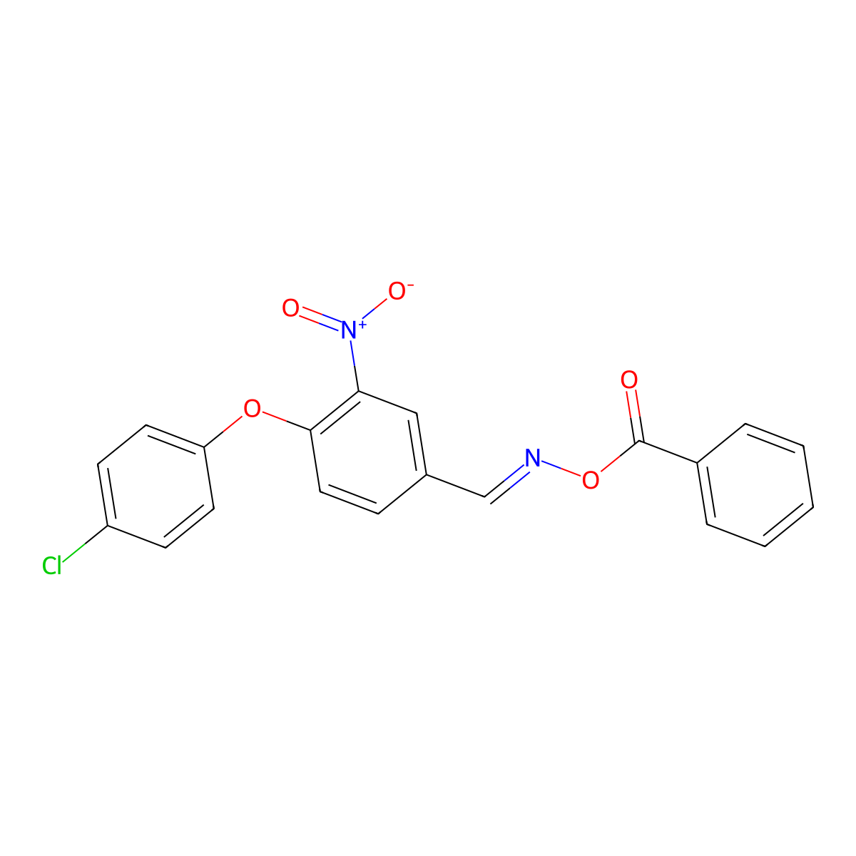 N-(benzoyloxy)-N-{[4-(4-chlorophenoxy)-3-nitrophenyl]methylene}amine molecular structure, CAS 320416-76-0