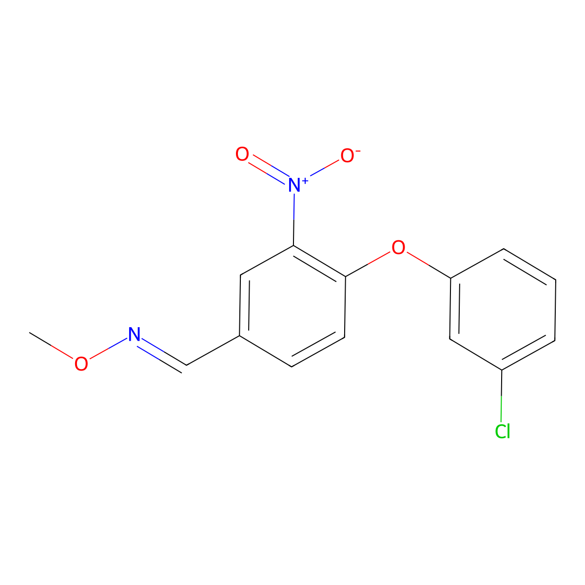 4-(3-chlorophenoxy)-3-nitrobenzenecarbaldehyde O-methyloxime molecular structure, CAS 320417-05-8