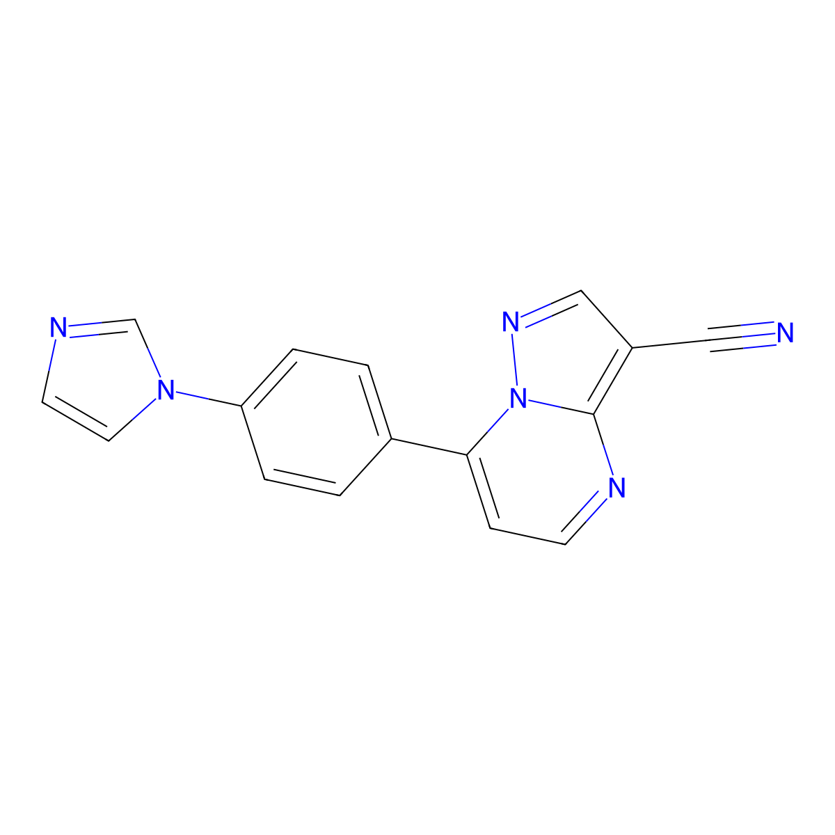 7-[4-(1H-imidazol-1-yl)phenyl]pyrazolo[1,5-a]pyrimidine-3-carbonitrile molecular structure, CAS 320417-27-4