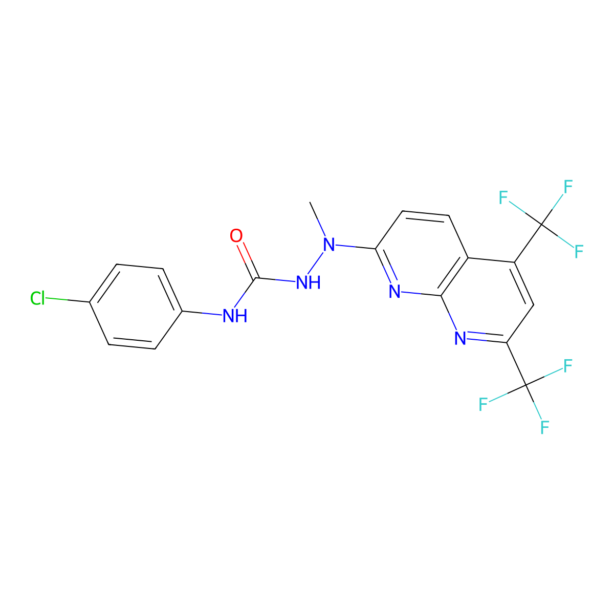 2-[5,7-bis(trifluoromethyl)[1,8]naphthyridin-2-yl]-N-(4-chlorophenyl)-2-methyl-1-hydrazinecarboxamide molecular structure, CAS 320417-46-7