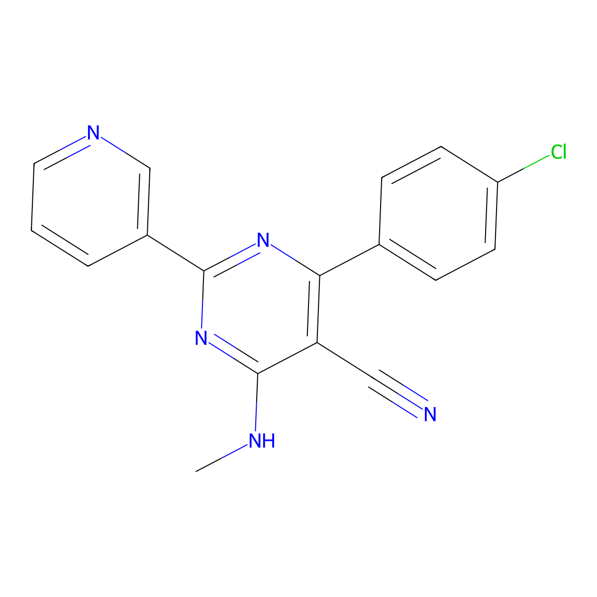 4-(4-Chlorophenyl)-6-(methylamino)-2-(3-pyridinyl)-5-pyrimidinecarbonitrile molecular structure, CAS 320417-54-7