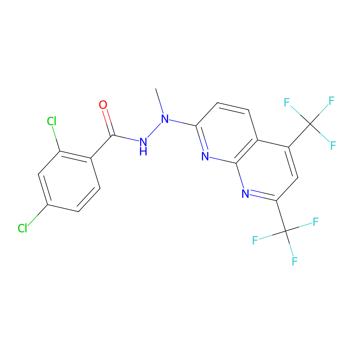 N'-[5,7-bis(trifluoromethyl)-1,8-naphthyridin-2-yl]-2,4-dichloro-N'-methylbenzohydrazide molecular structure, CAS 320417-55-8