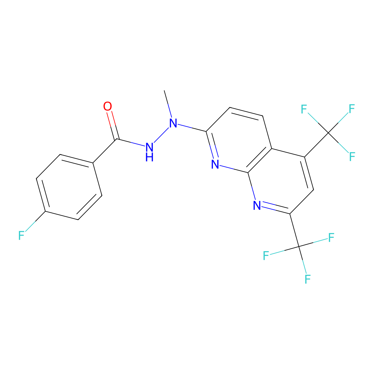 N'-[5,7-bis(trifluoromethyl)-1,8-naphthyridin-2-yl]-4-fluoro-N'-methylbenzohydrazide molecular structure, CAS 320417-56-9