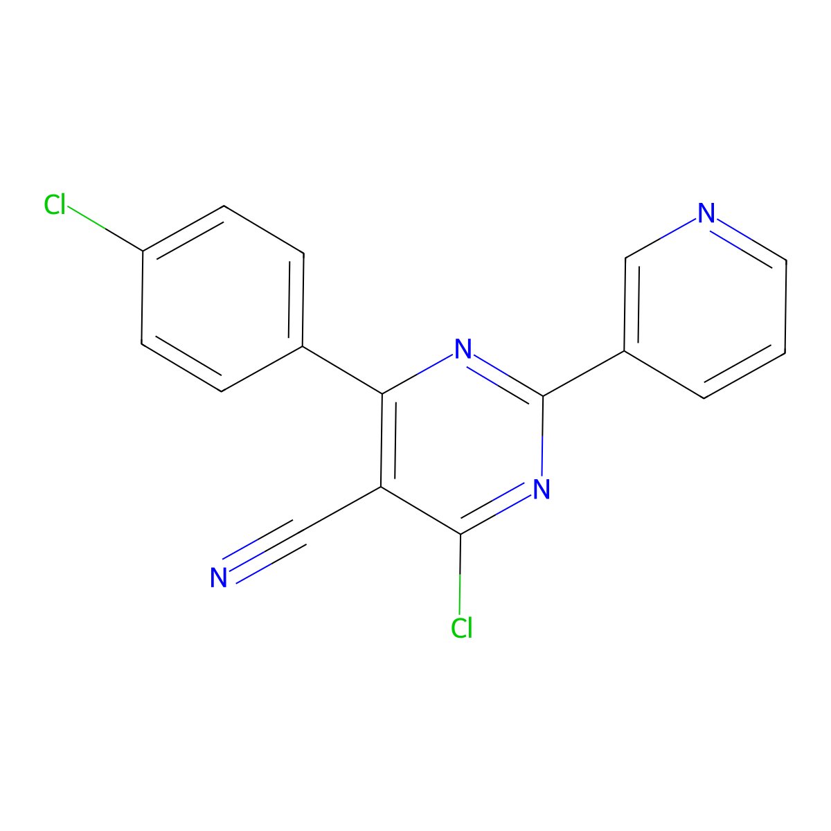 4-Chloro-6-(4-chlorophenyl)-2-(3-pyridinyl)-5-pyrimidinecarbonitrile molecular structure, CAS 320417-58-1