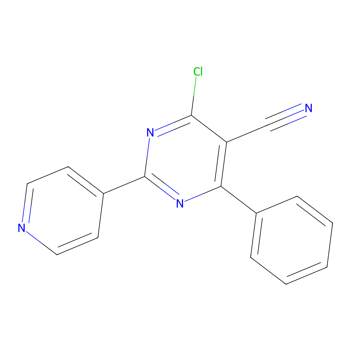 4-Chloro-6-phenyl-2-(4-pyridinyl)-5-pyrimidinecarbonitrile molecular structure, CAS 320417-66-1