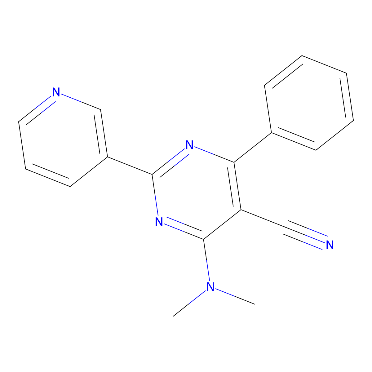 4-(Dimethylamino)-6-phenyl-2-(3-pyridinyl)-5-pyrimidinecarbonitrile molecular structure, CAS 320417-70-7