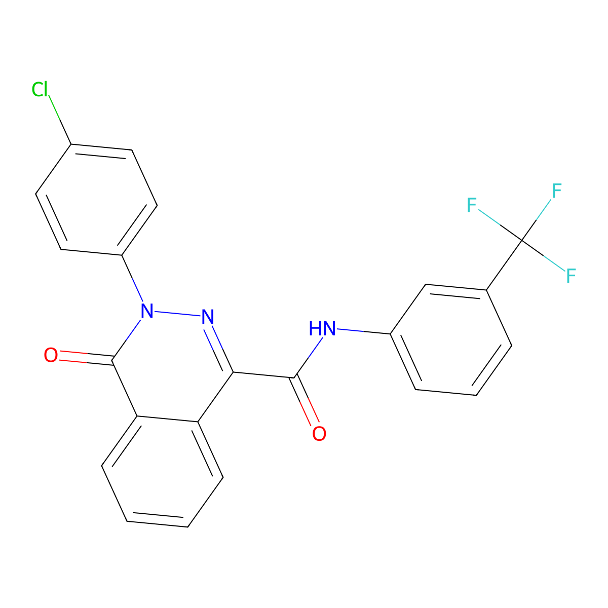 3-(4-chlorophenyl)-4-oxo-N-[3-(trifluoromethyl)phenyl]-3,4-dihydrophthalazine-1-carboxamide molecular structure, CAS 320417-83-2